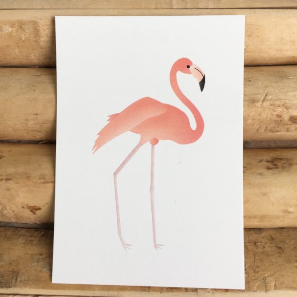 Decoratie kaart flamingo voor op de babykamer of kinderkamer