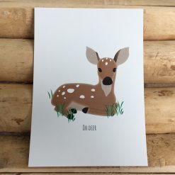 Decoratief kaartje hertje met tekst Oh deer
