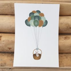 Decoratie kaart muis in luchtballon babykamer kinderkamer